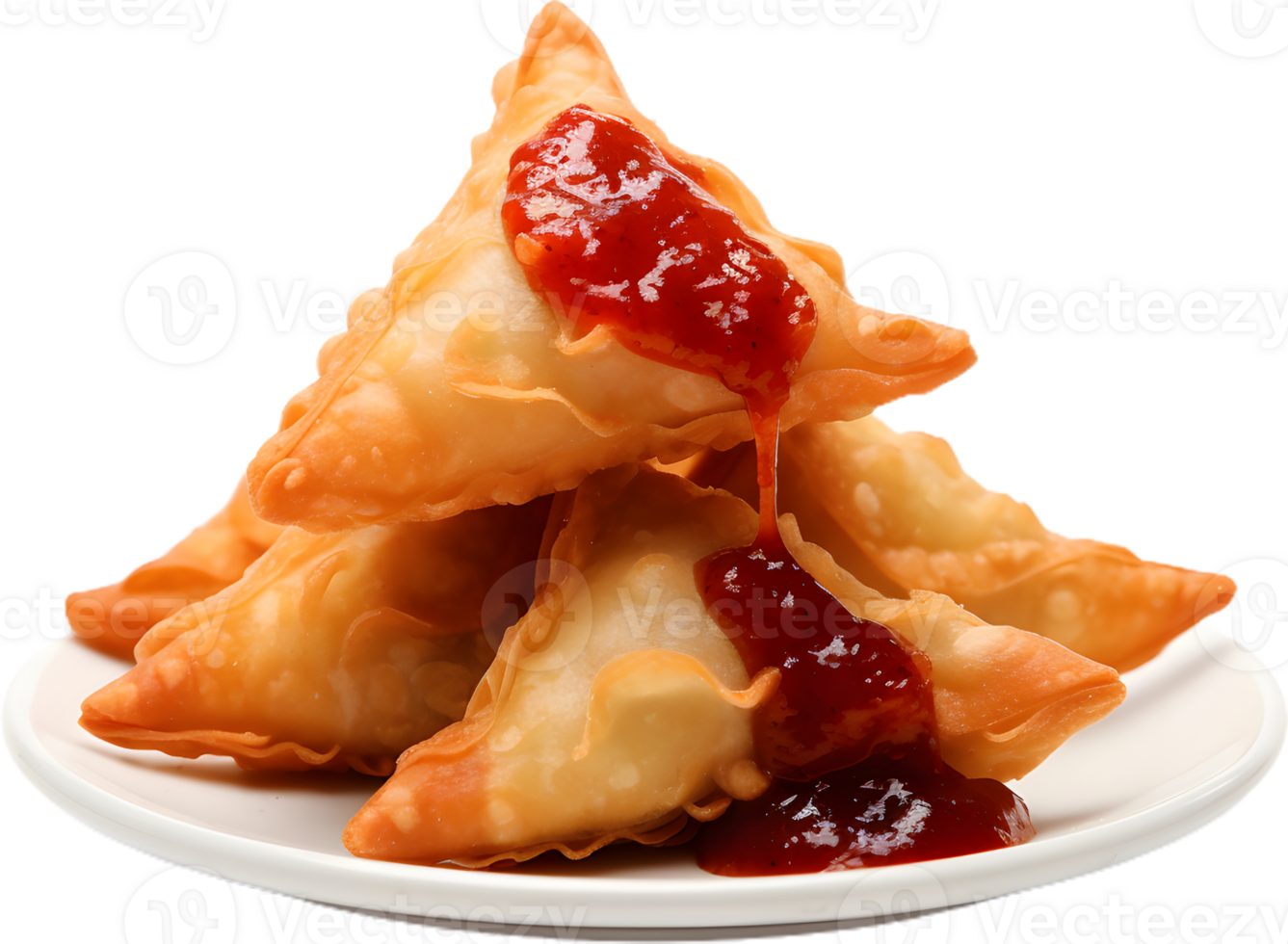samosa near ketchup in a transparent background png