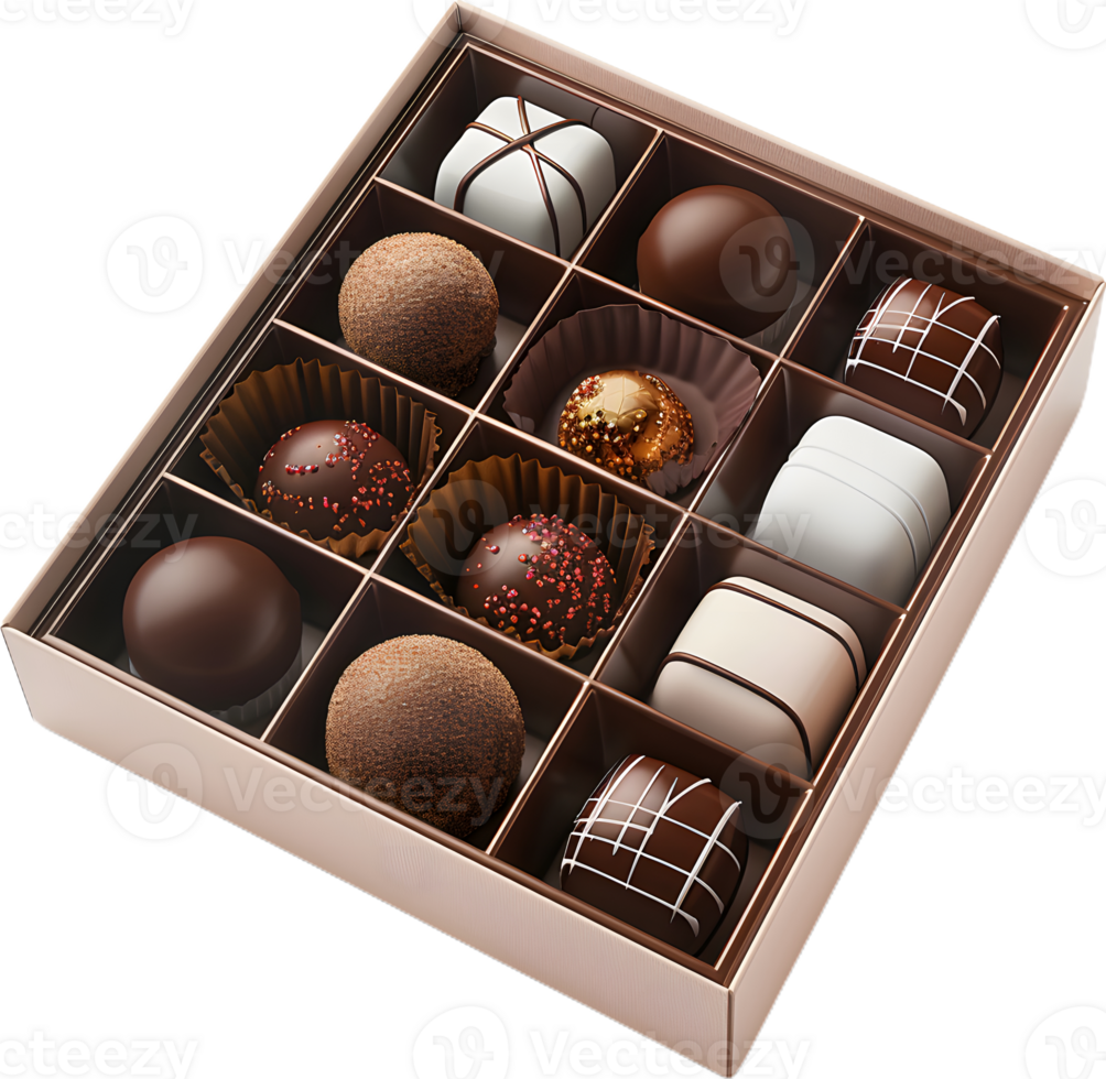 chocolates in a box on a transparent background png