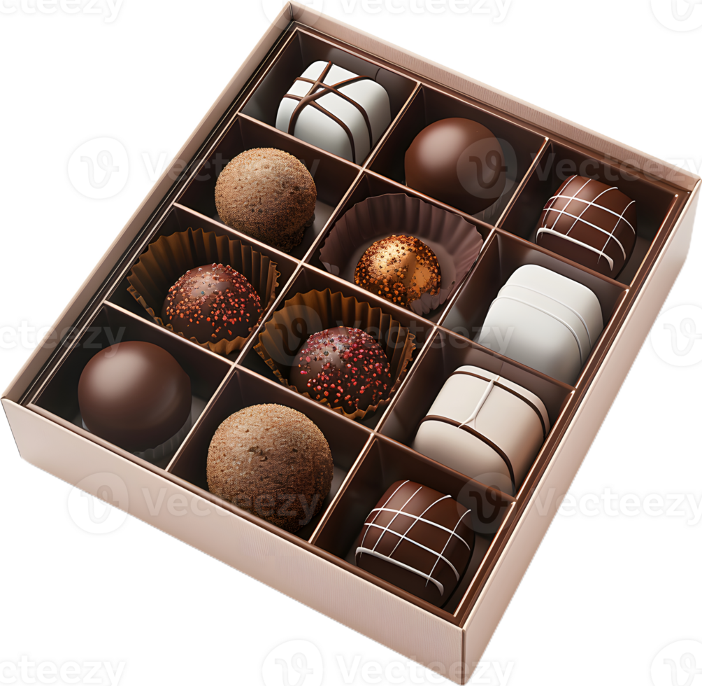 chocolates in a box on a transparent background png