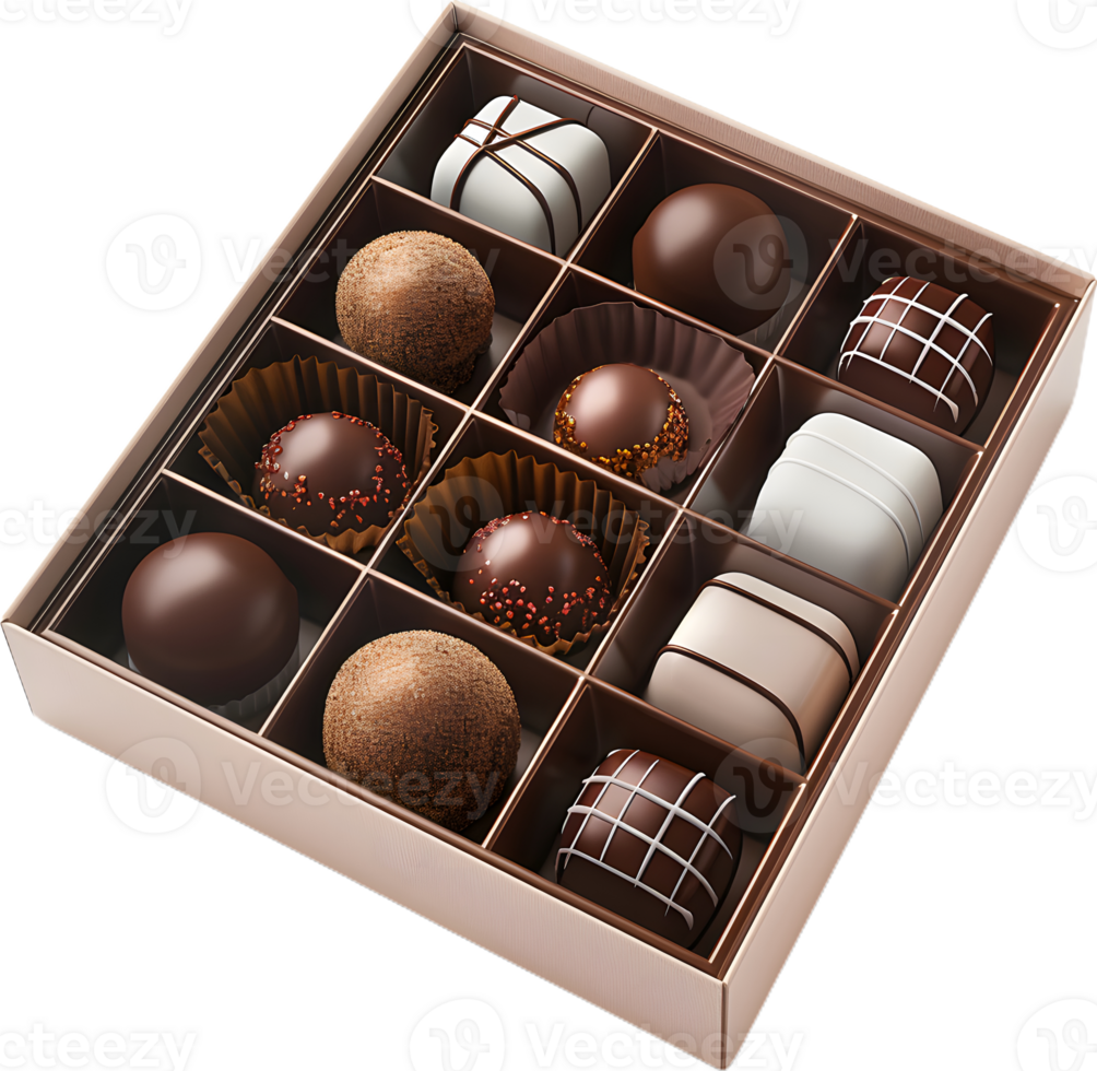 chocolates in a box on a transparent background png