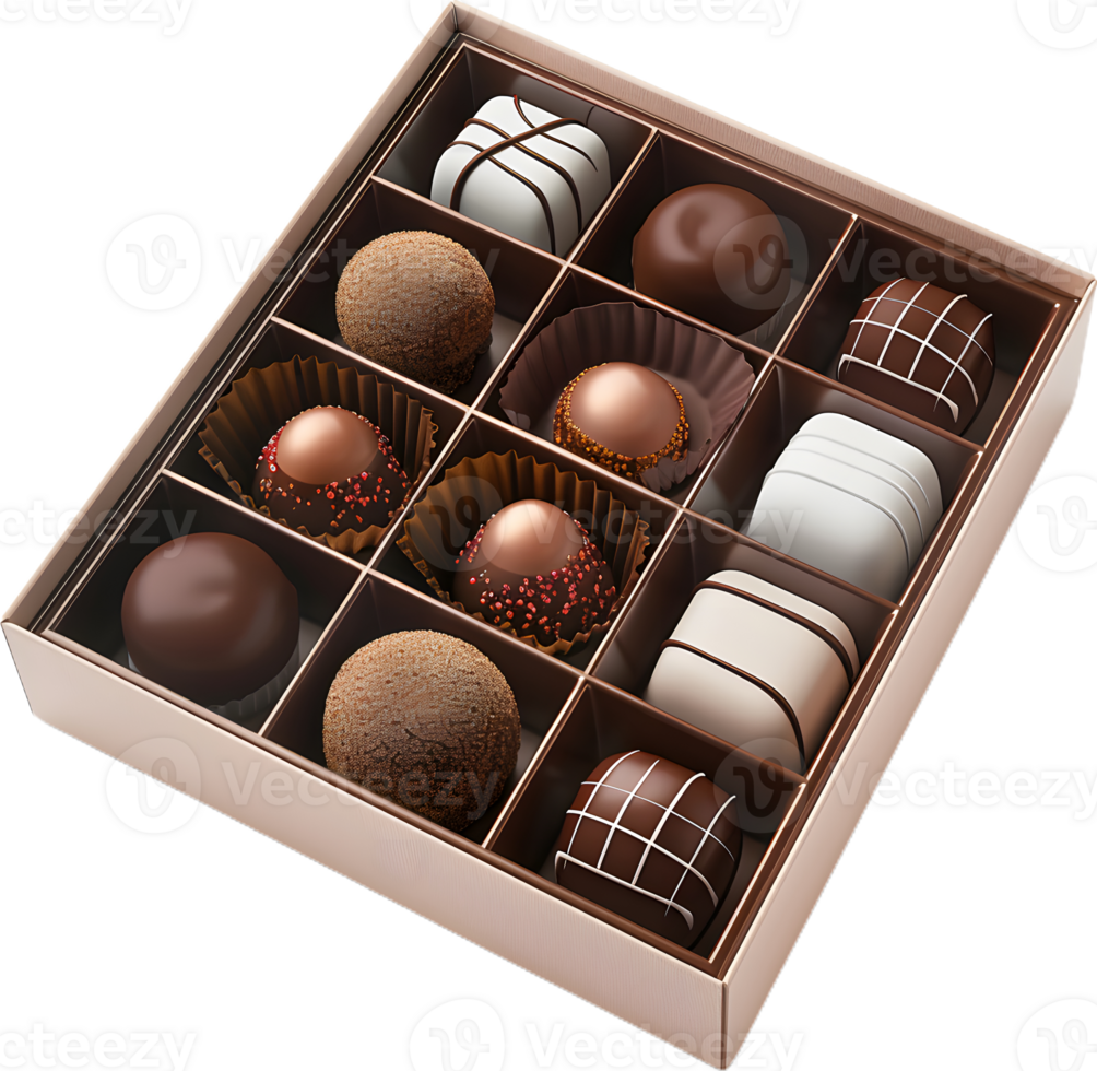 chocolates in a box on a transparent background png