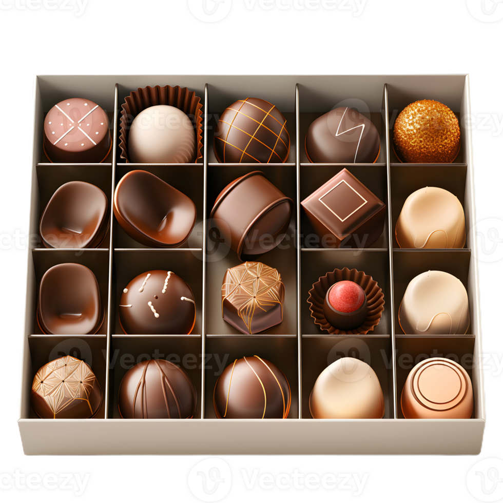chocolates in a box on a transparent background png