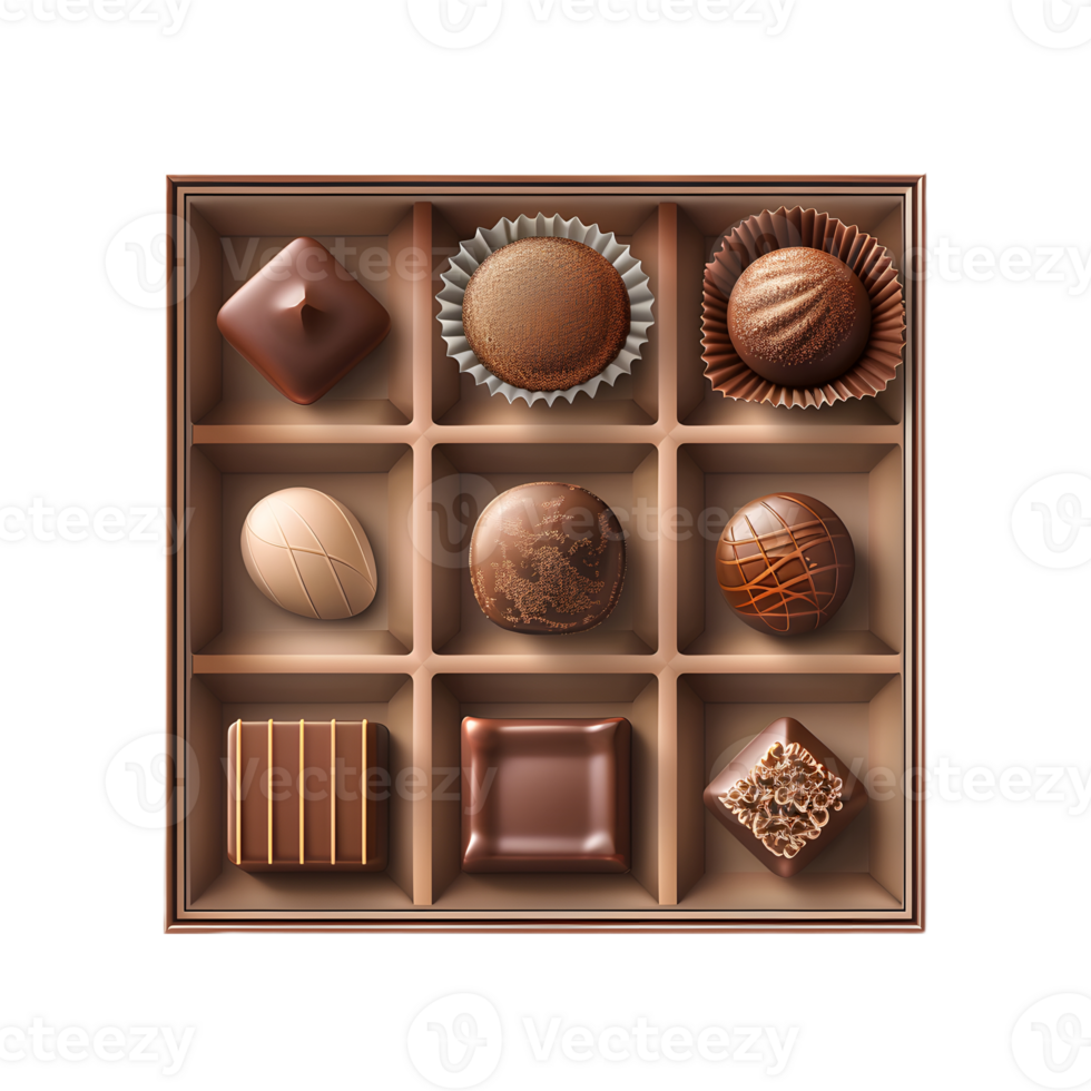 chocolates in a box on a transparent background png
