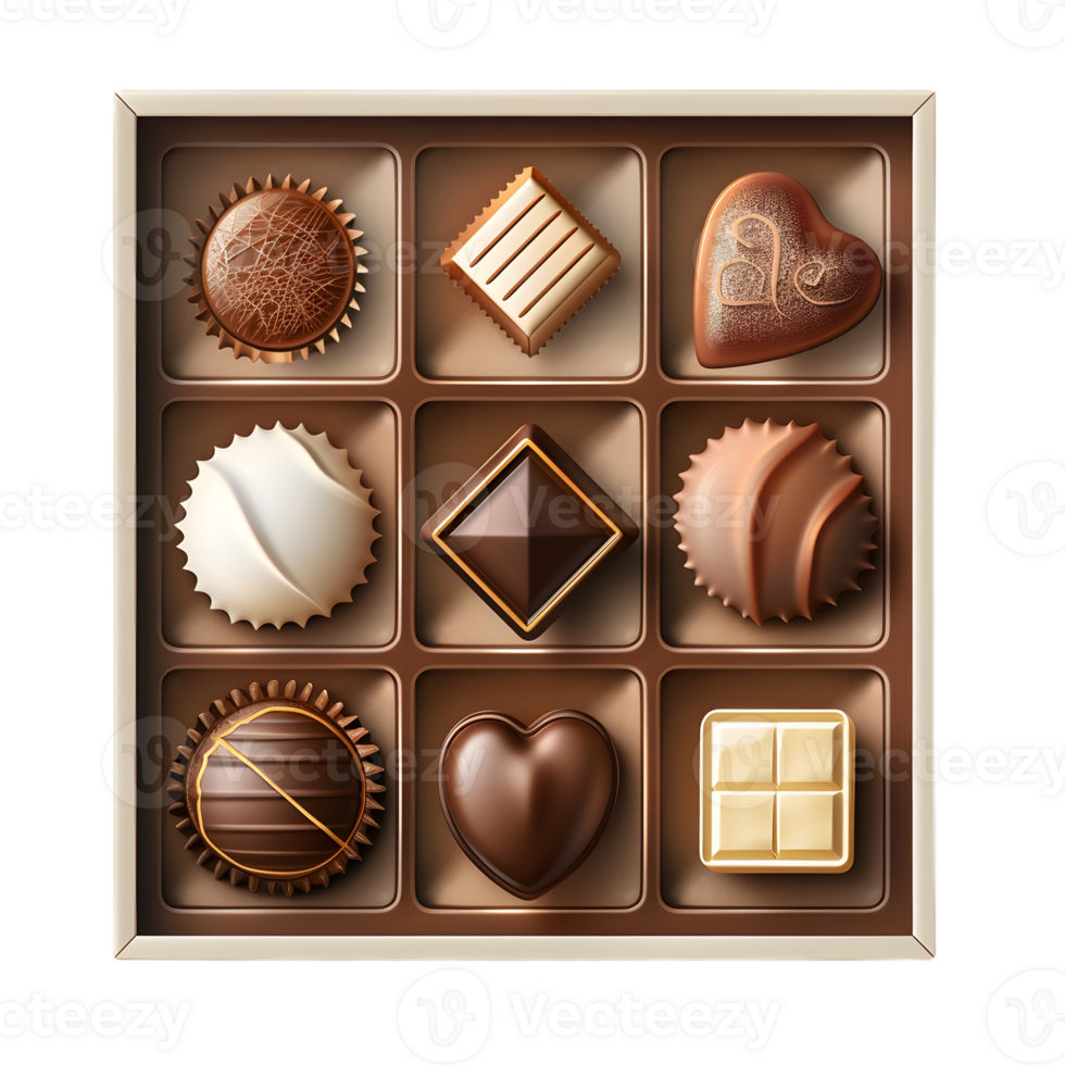 chocolates in a box on a transparent background png