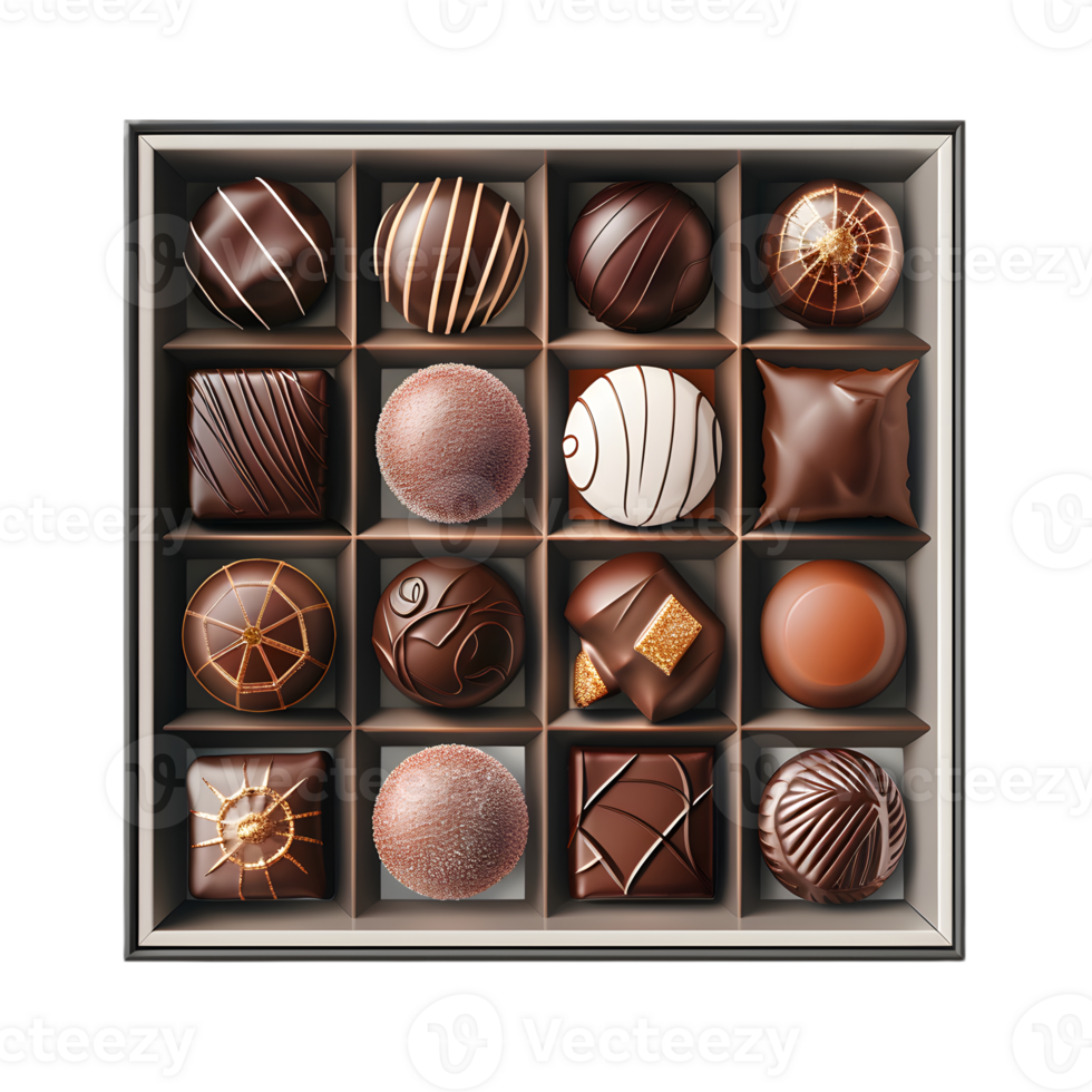 chocolates in a box on a transparent background png