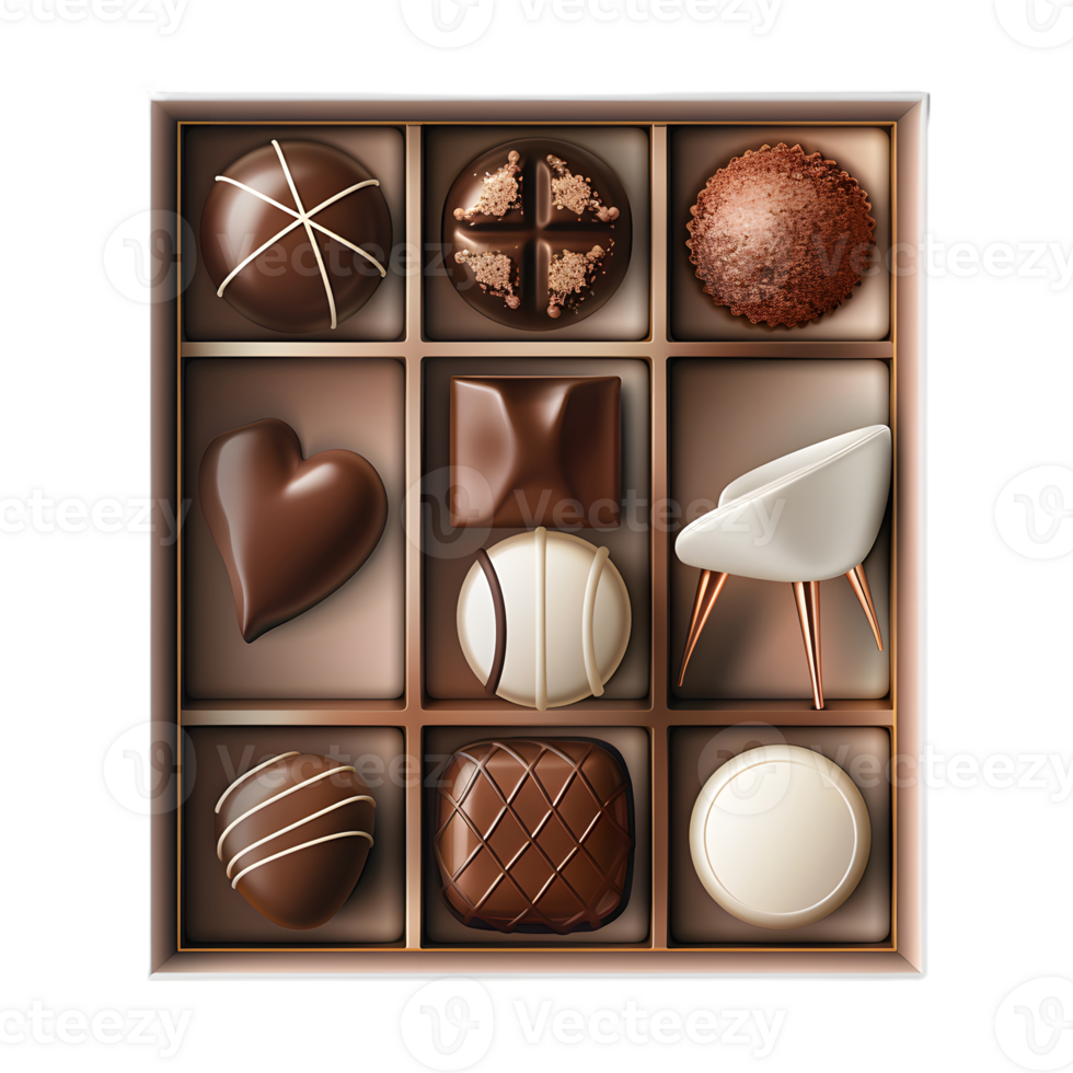 chocolates in a box on a transparent background png