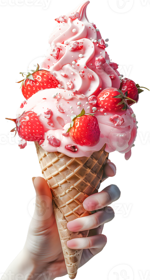 ice cream with strawberry on top of it png
