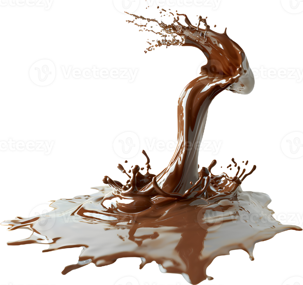 chocolate liquid splashing on a transparent background png