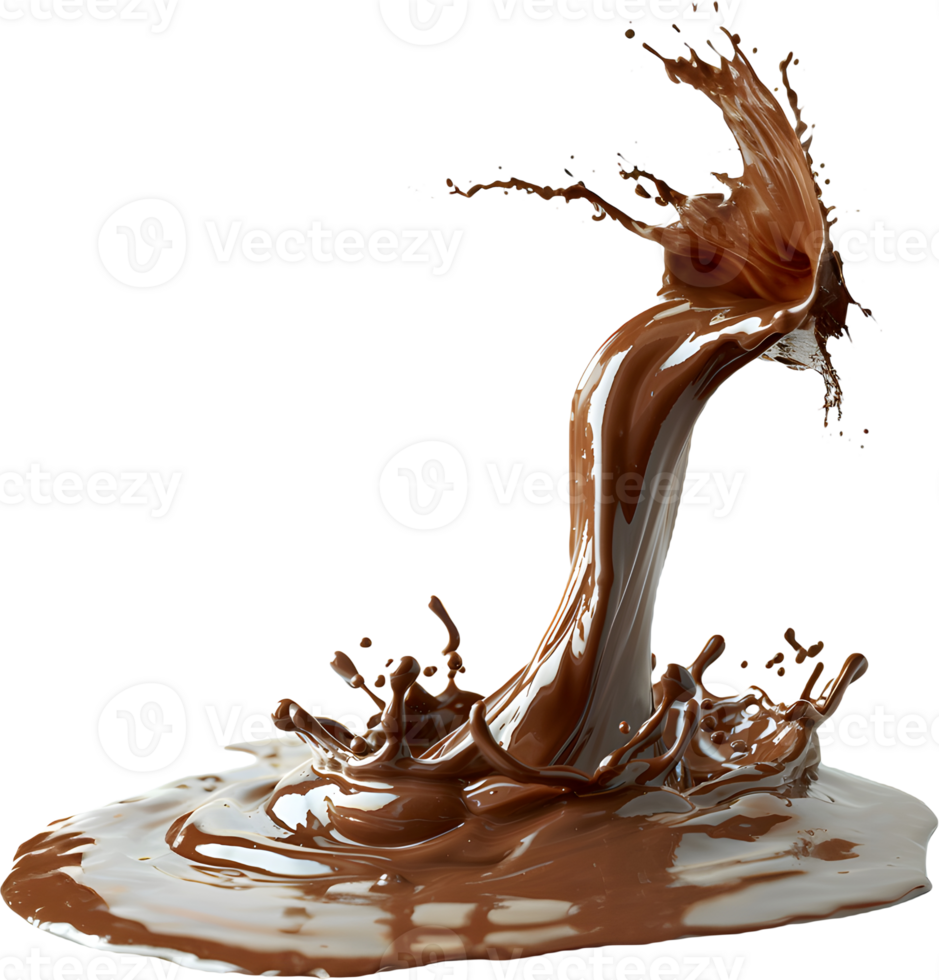 chocolate liquid splashing on a transparent background png