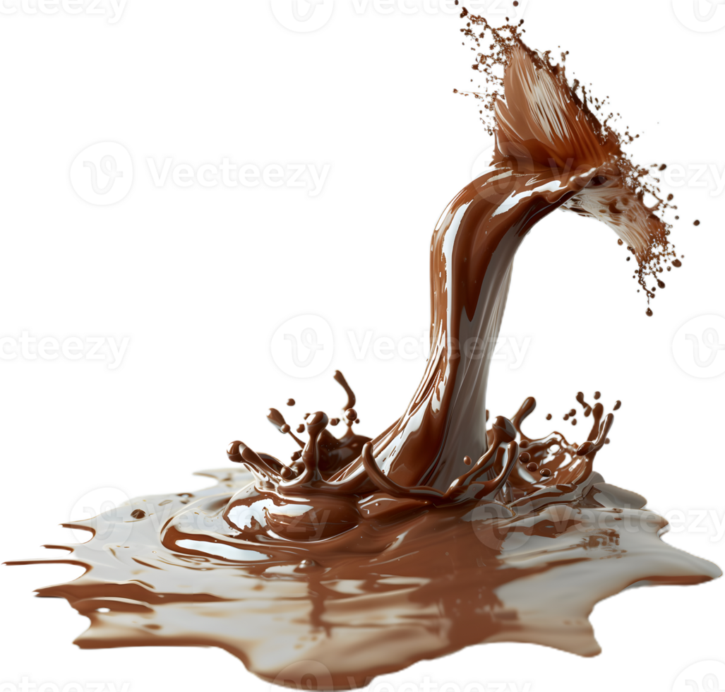 chocolate liquid splashing on a transparent background png