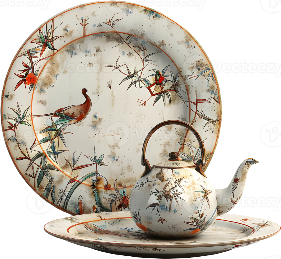 tea set with a cup and saucer png