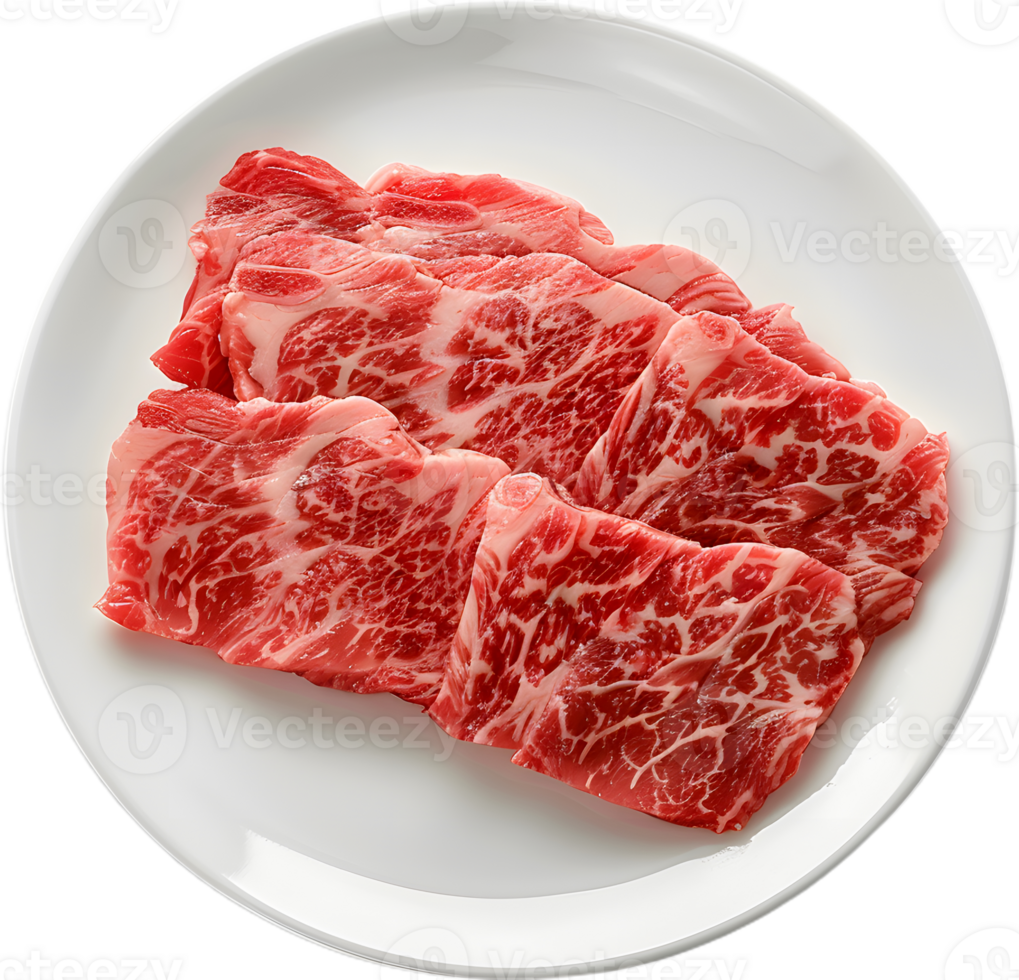 raw beef steak on a plate on a white background png