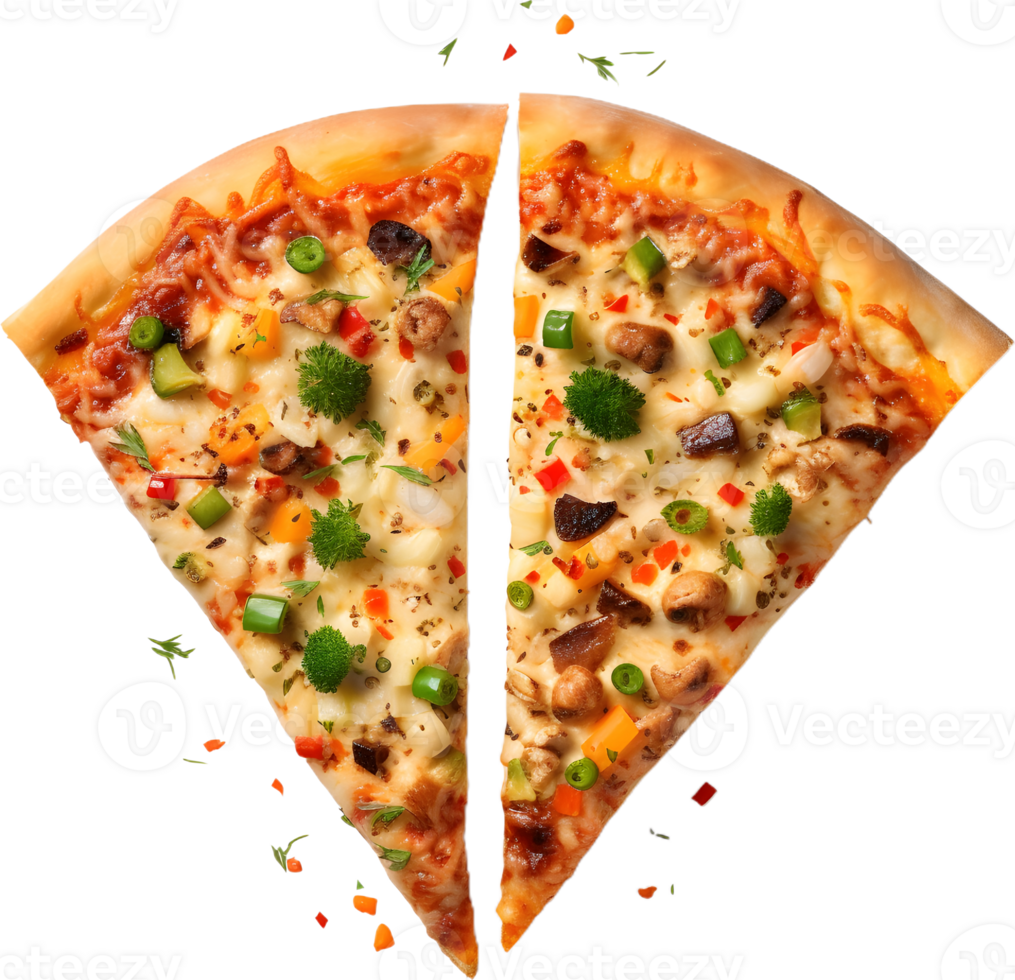 a pizza with broccoli and cheese on it png