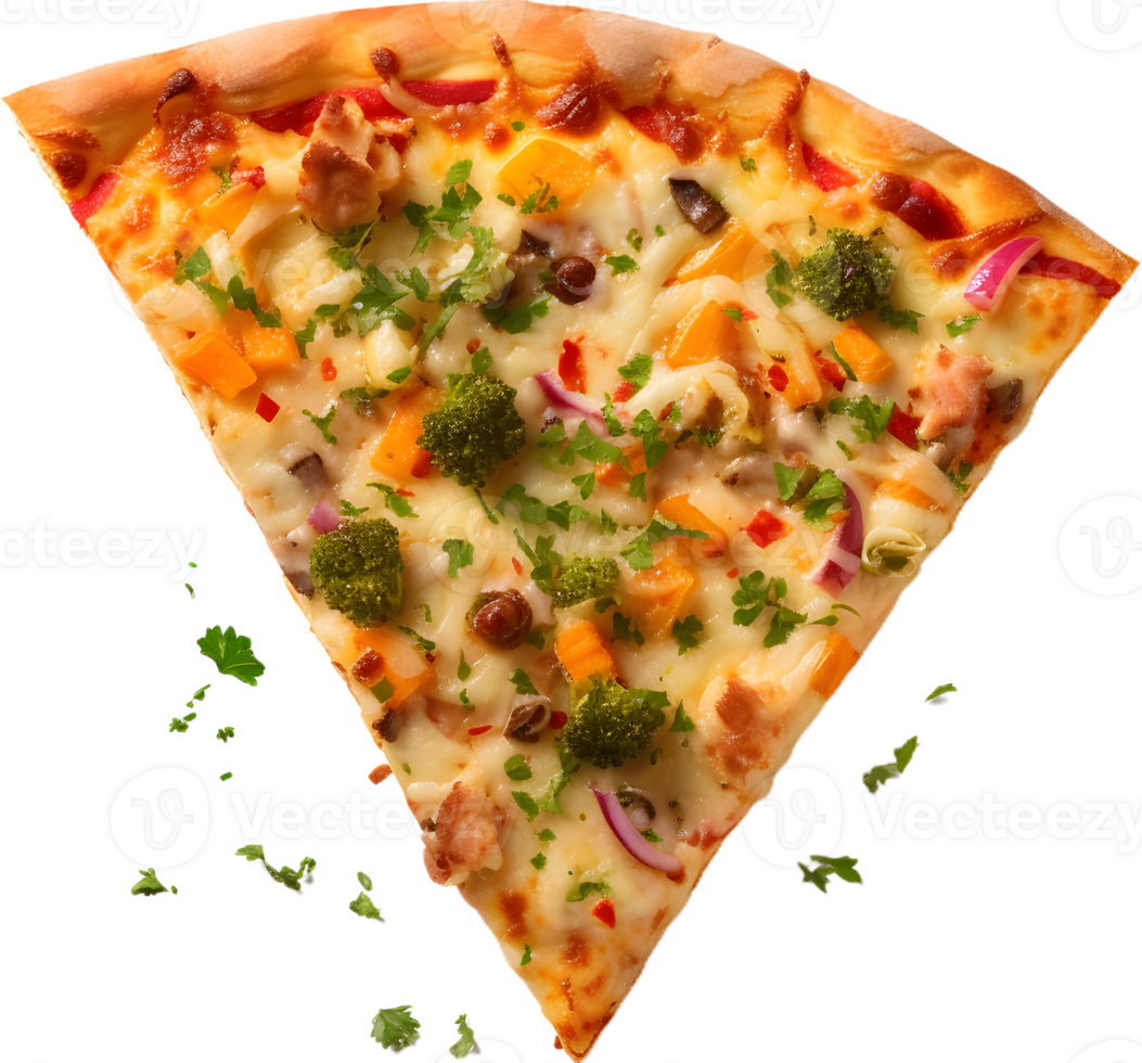 a pizza with broccoli and cheese on it png