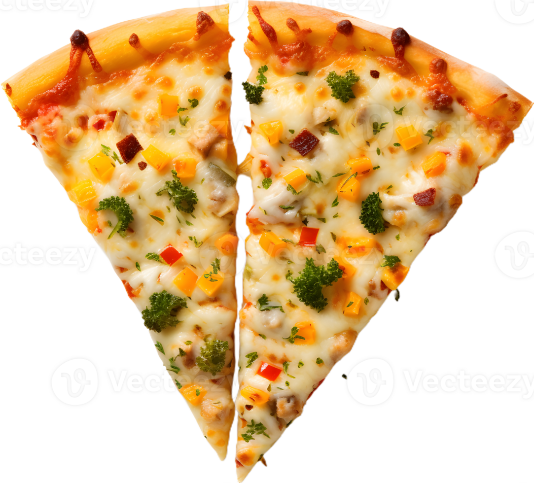 a pizza with broccoli and cheese on it png