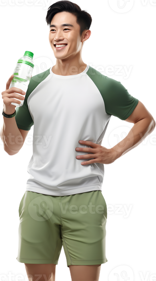 a man holding a bottle of water png