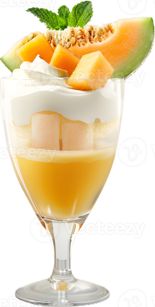 dessert with fruit and ice cream in glass png