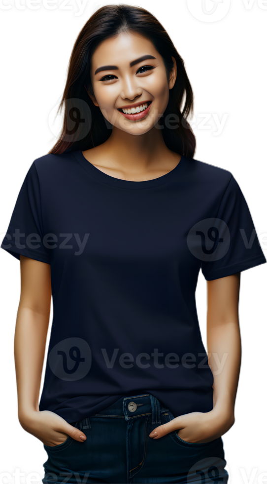 a woman wearing a black t - shirt png