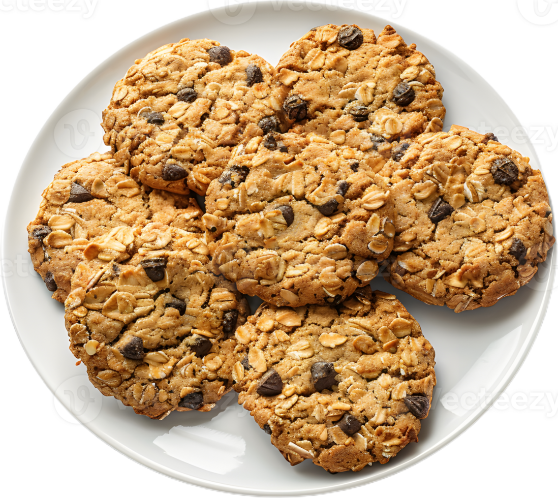 a stack of oatmeal cookies on a white plate png