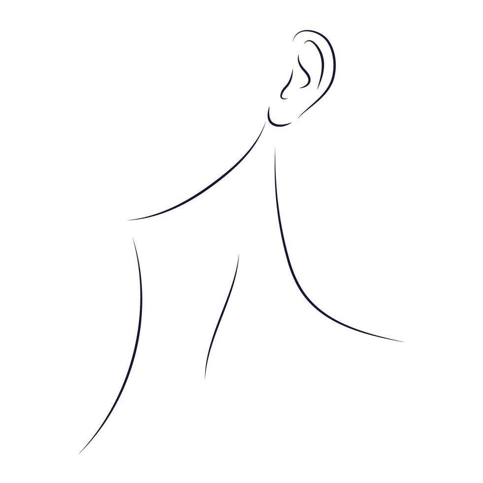 Women profile portrait in line art style. Minimalistic design with black thin lines. Elegant women neck side view vector