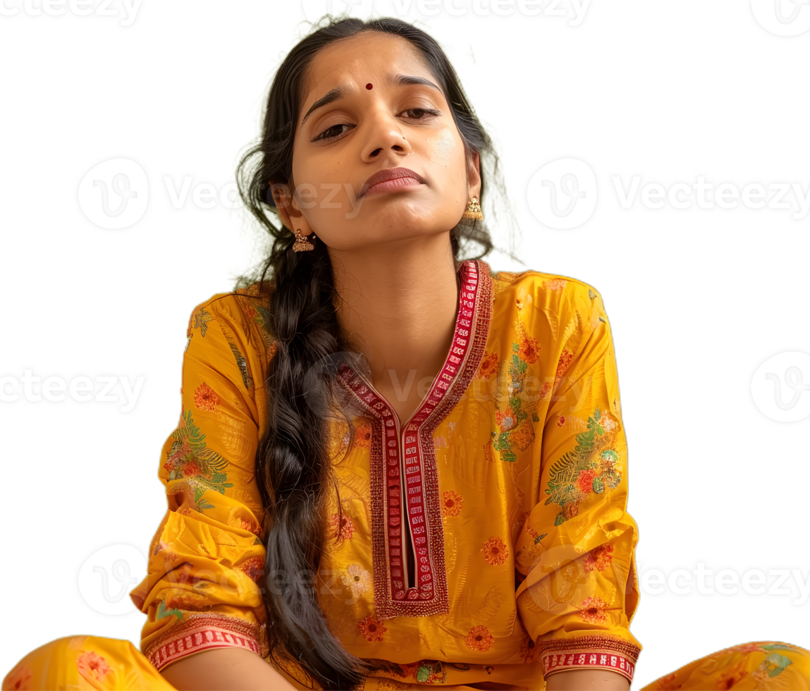 a woman in yellow sitting on the floor png