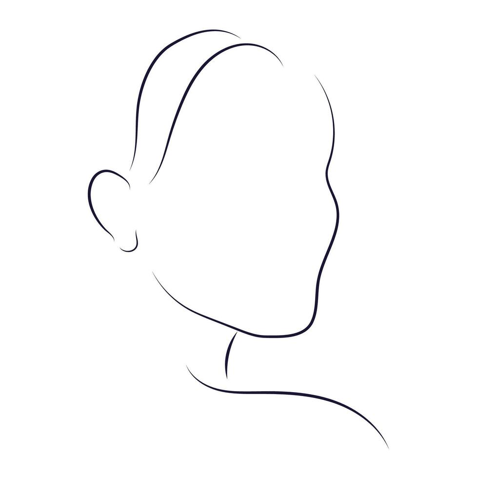 Elegant line art woman face. Thin minimalistic black lines vector