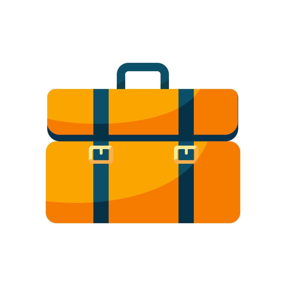 Cartoon briefcase. Business case with docs. Beach bag suitcase for summer vacation trip vector