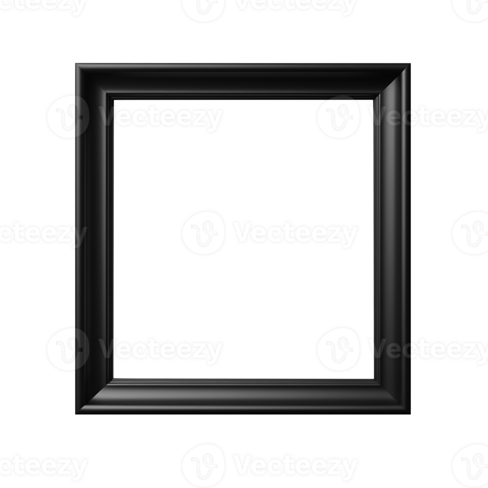 Black square picture frame isolated on transparent background png