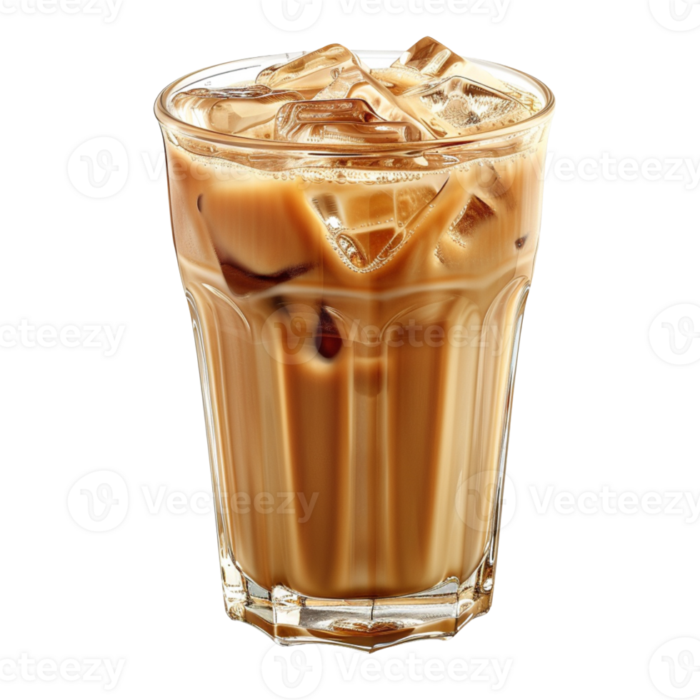 A glass of iced coffee isolated on transparent background png