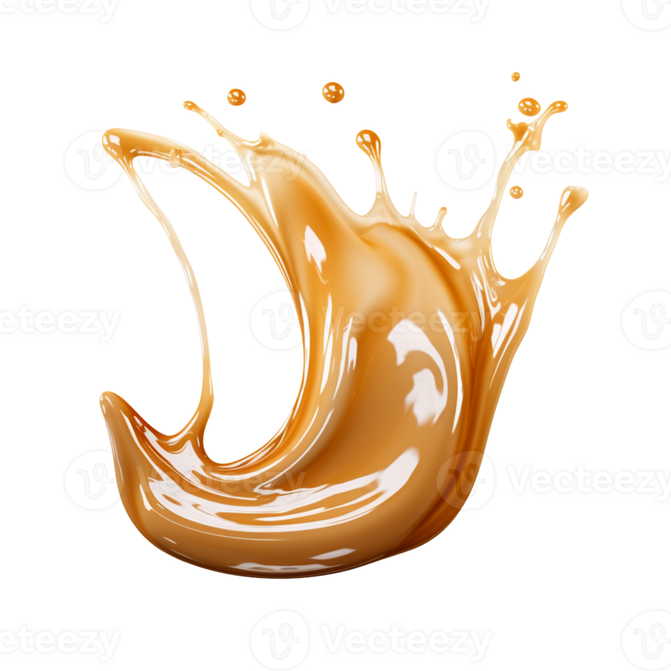 Caramel sauce splash isolated on transparent background png