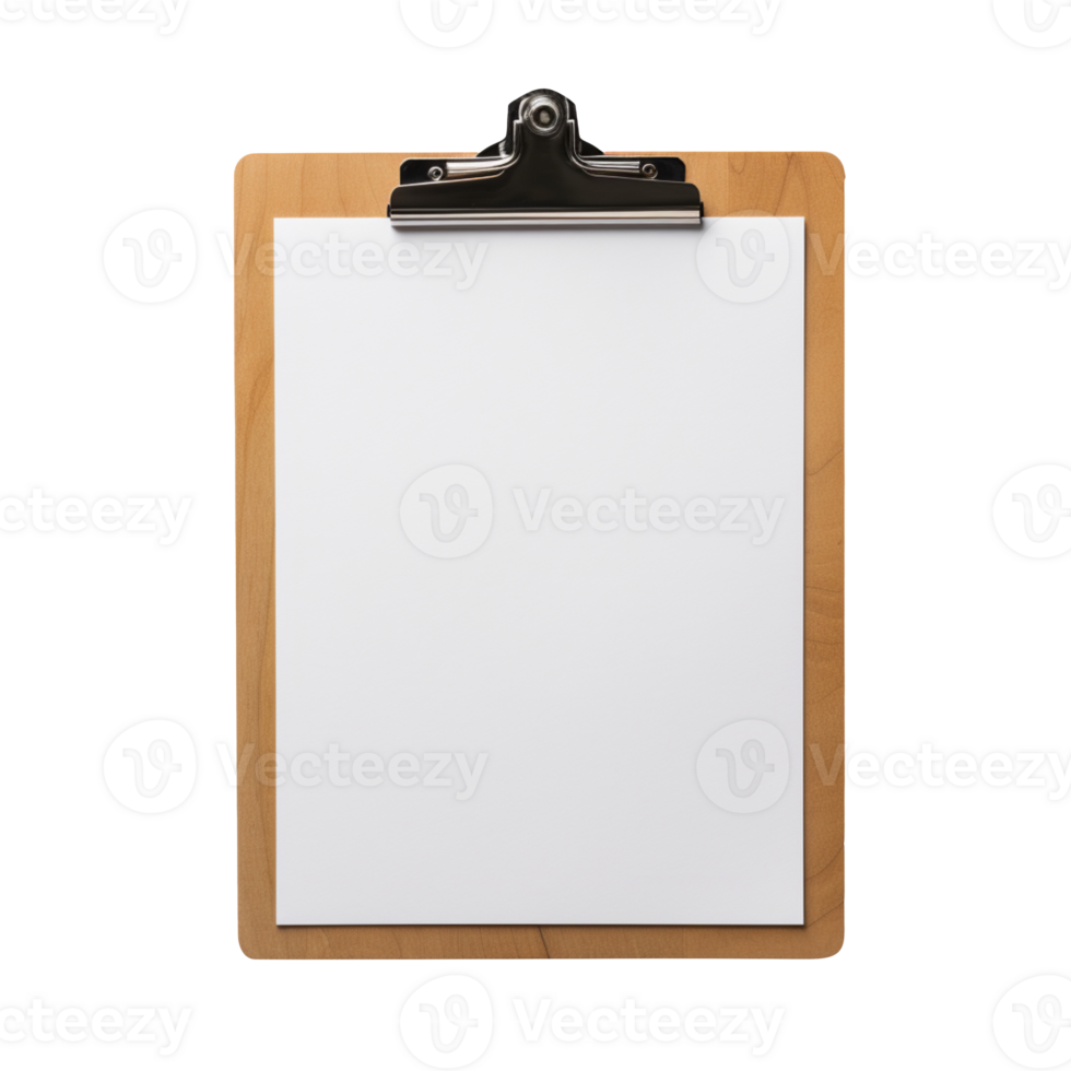 Clipboard with white paper isolated on transparent background png