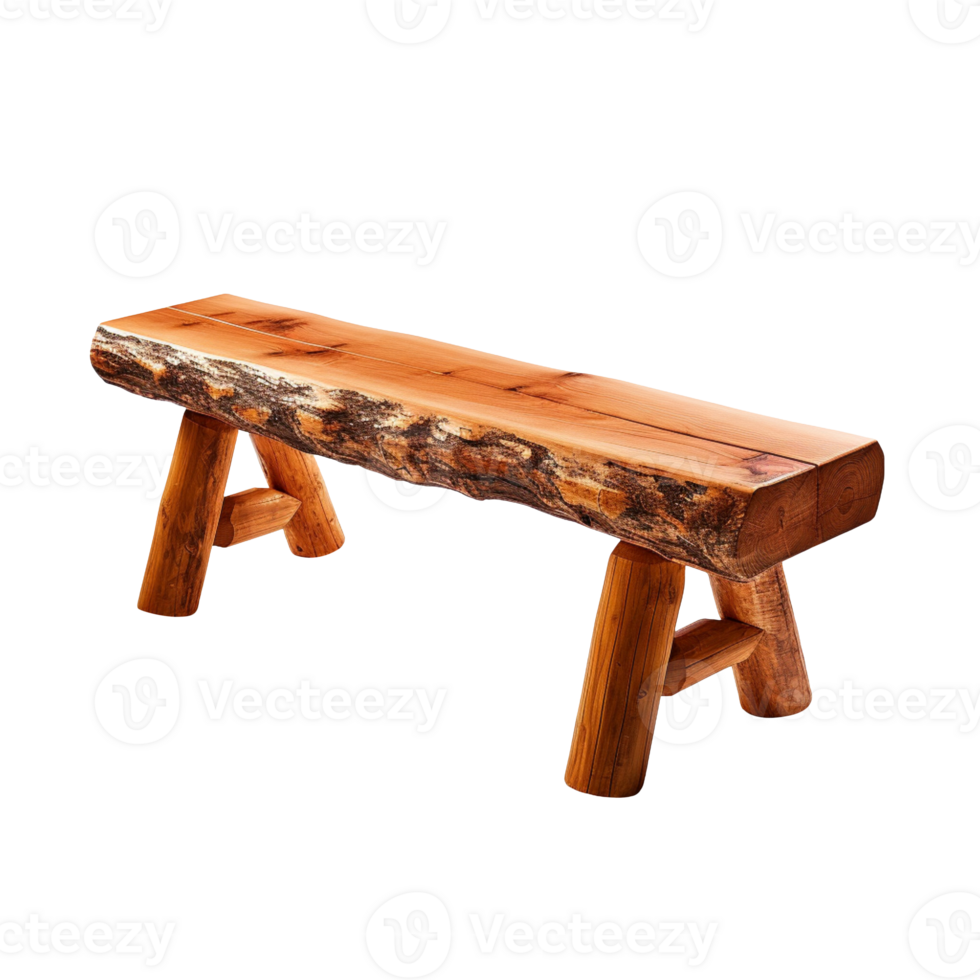 Cedar Log Bench isolated on transparent background png