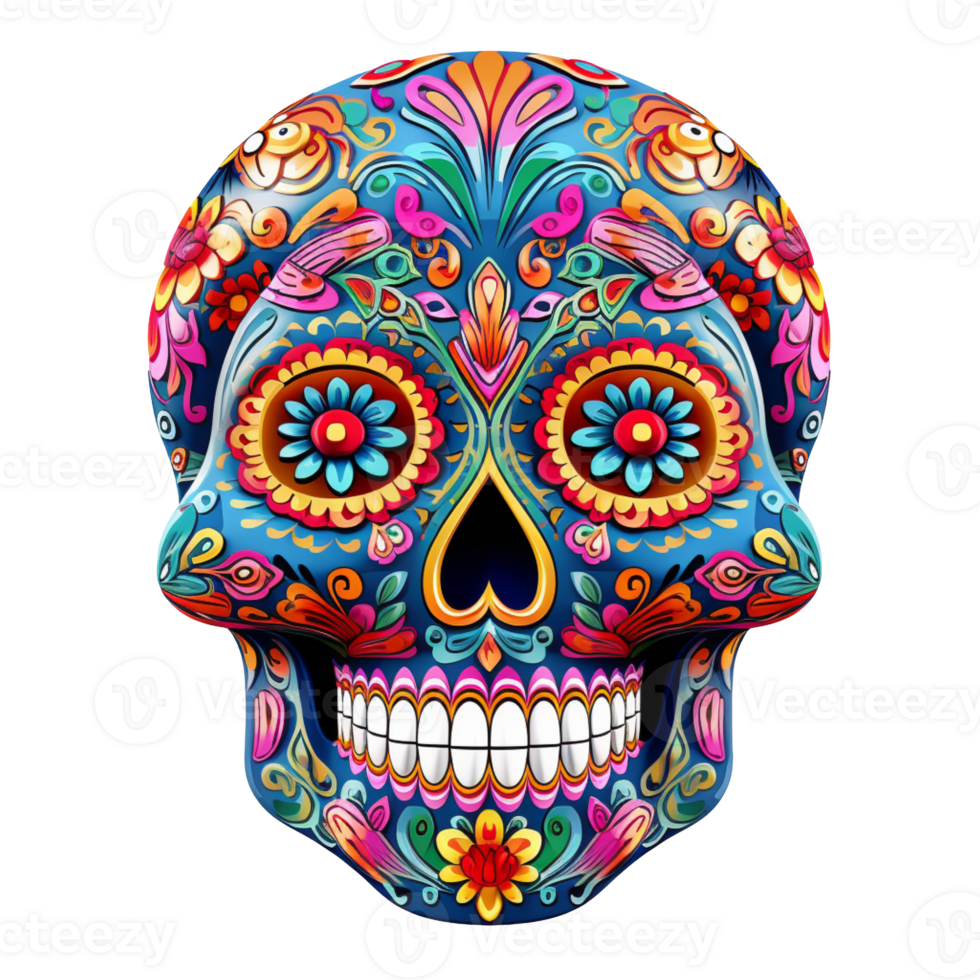 Cinco de Mayo Sugar Skull isolated on transparent background png