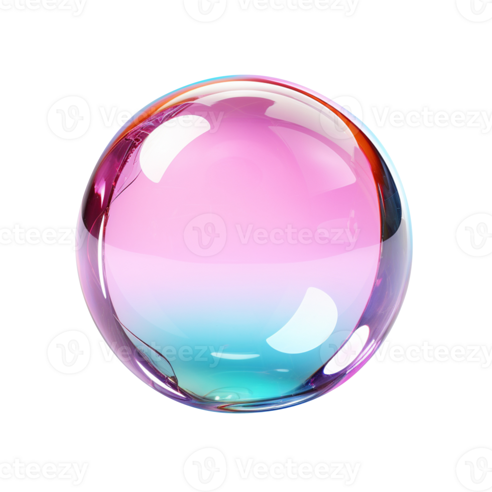 colorful soap bubbles with rainbow reflection isolated on transparent background png