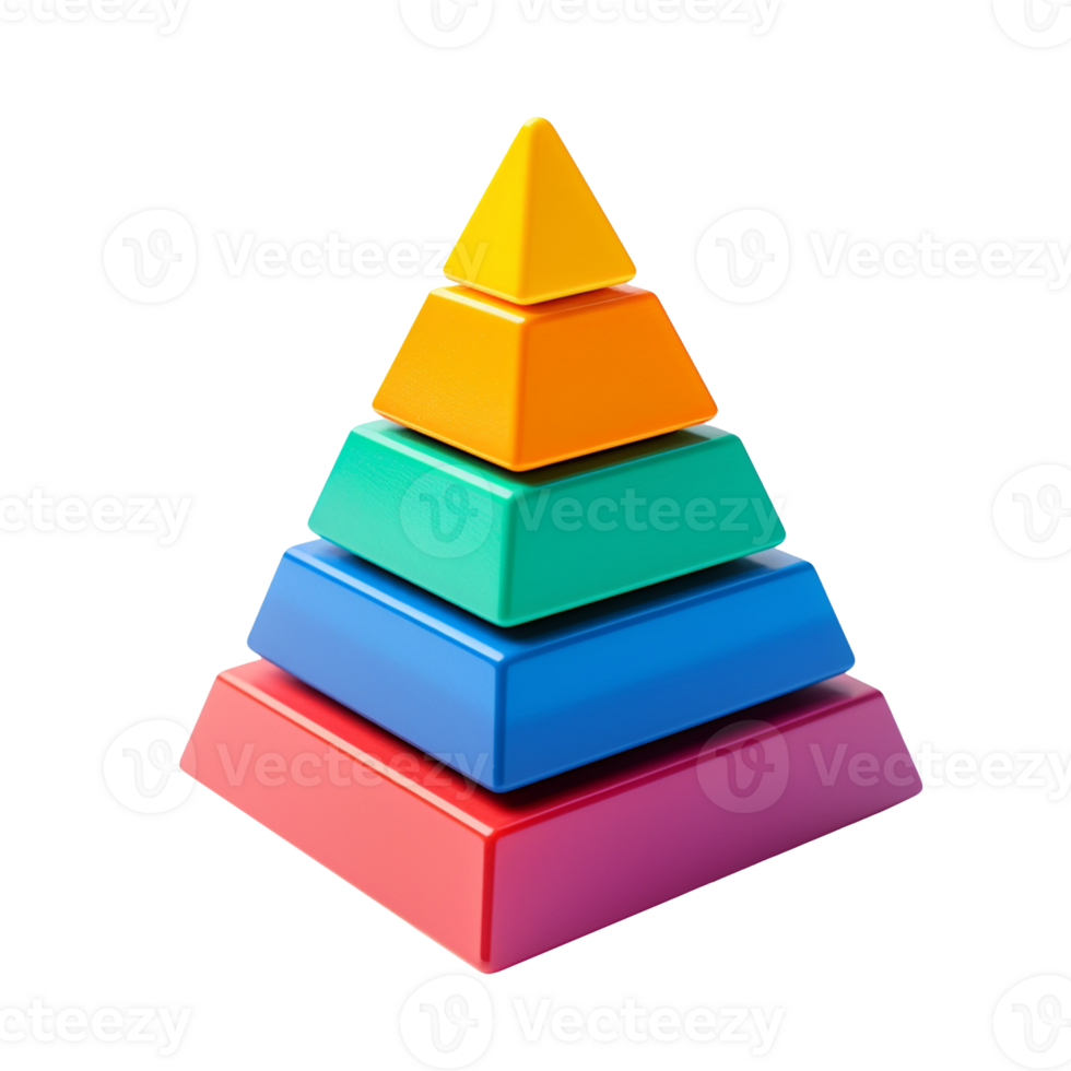 Colorful toy pyramid isolated on transparent background png