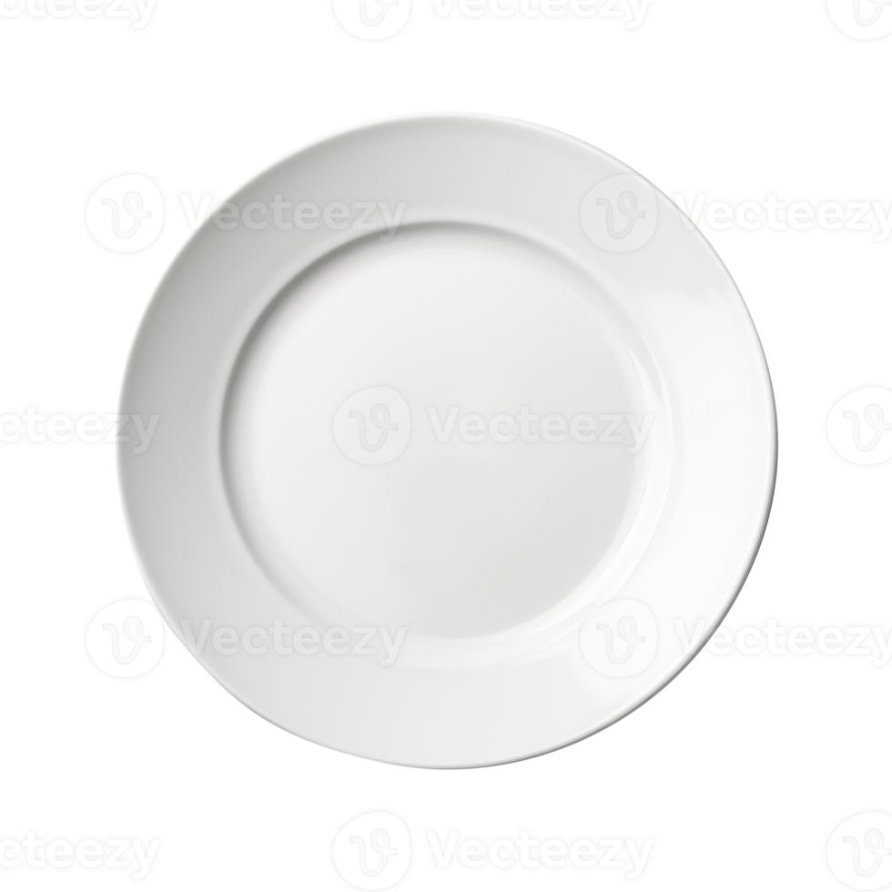 Empty white plate isolated on transparent background png