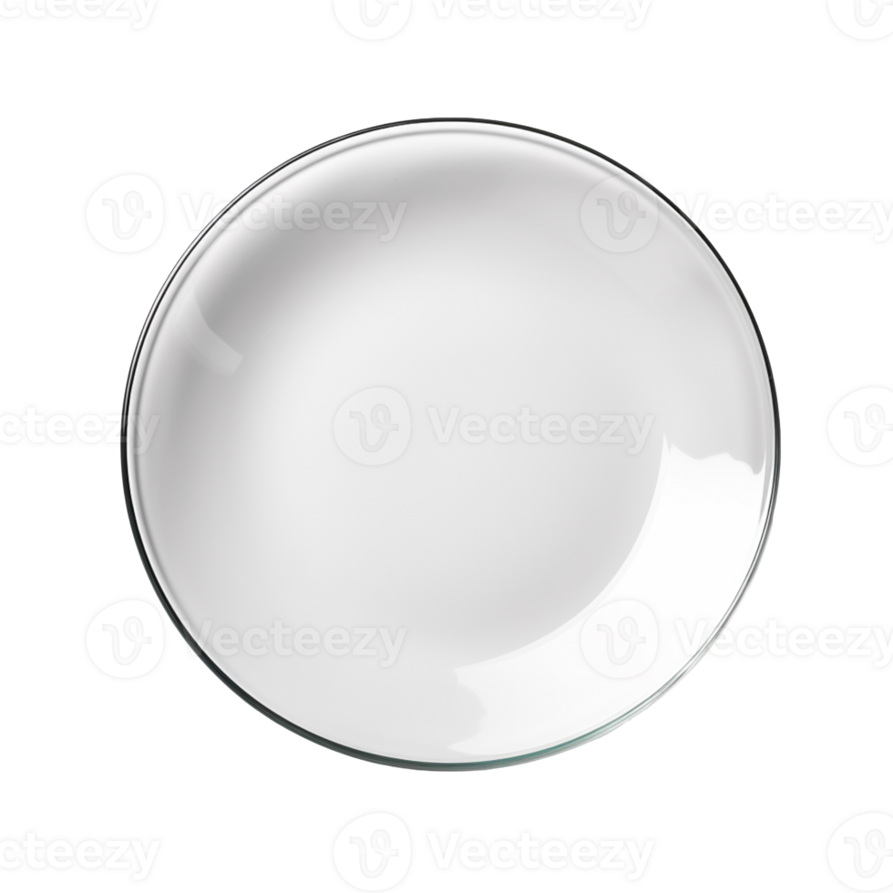 Empty clean glass plate isolated on transparent background png