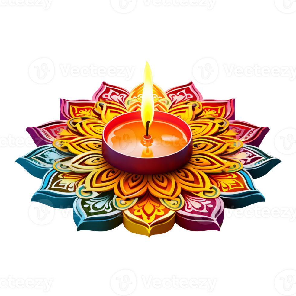 Diwali Rangoli isolated on transparent background png