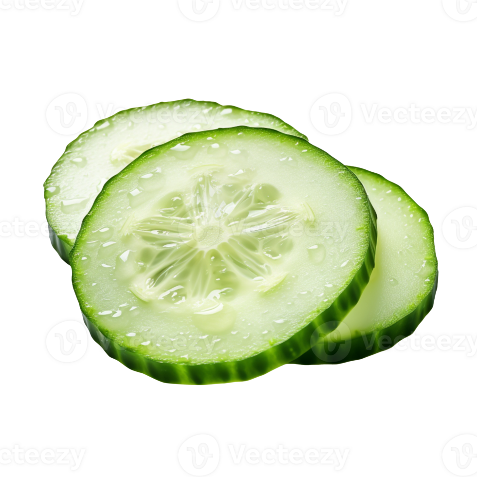 Fresh slice cucumber isolated on transparent background png