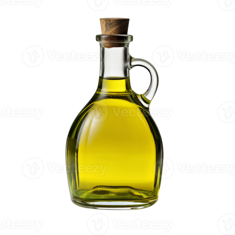 Glass bottle of olive oil isolated on transparent background png