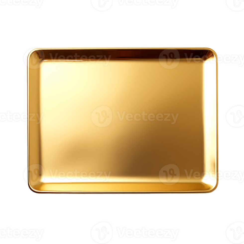 Golden rectangular plaque isolated on transparent background png