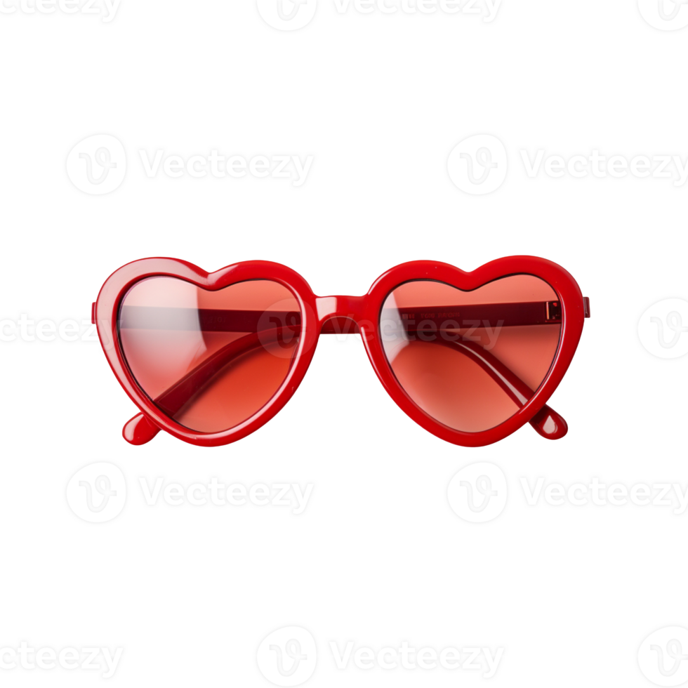 Red heart sunglasses isolated on transparent background png