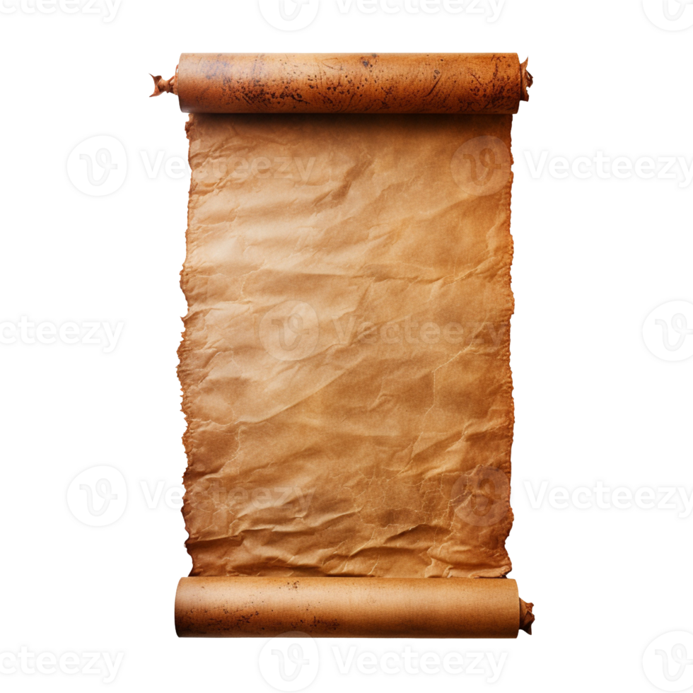 old paper scroll isolated on transparent background png