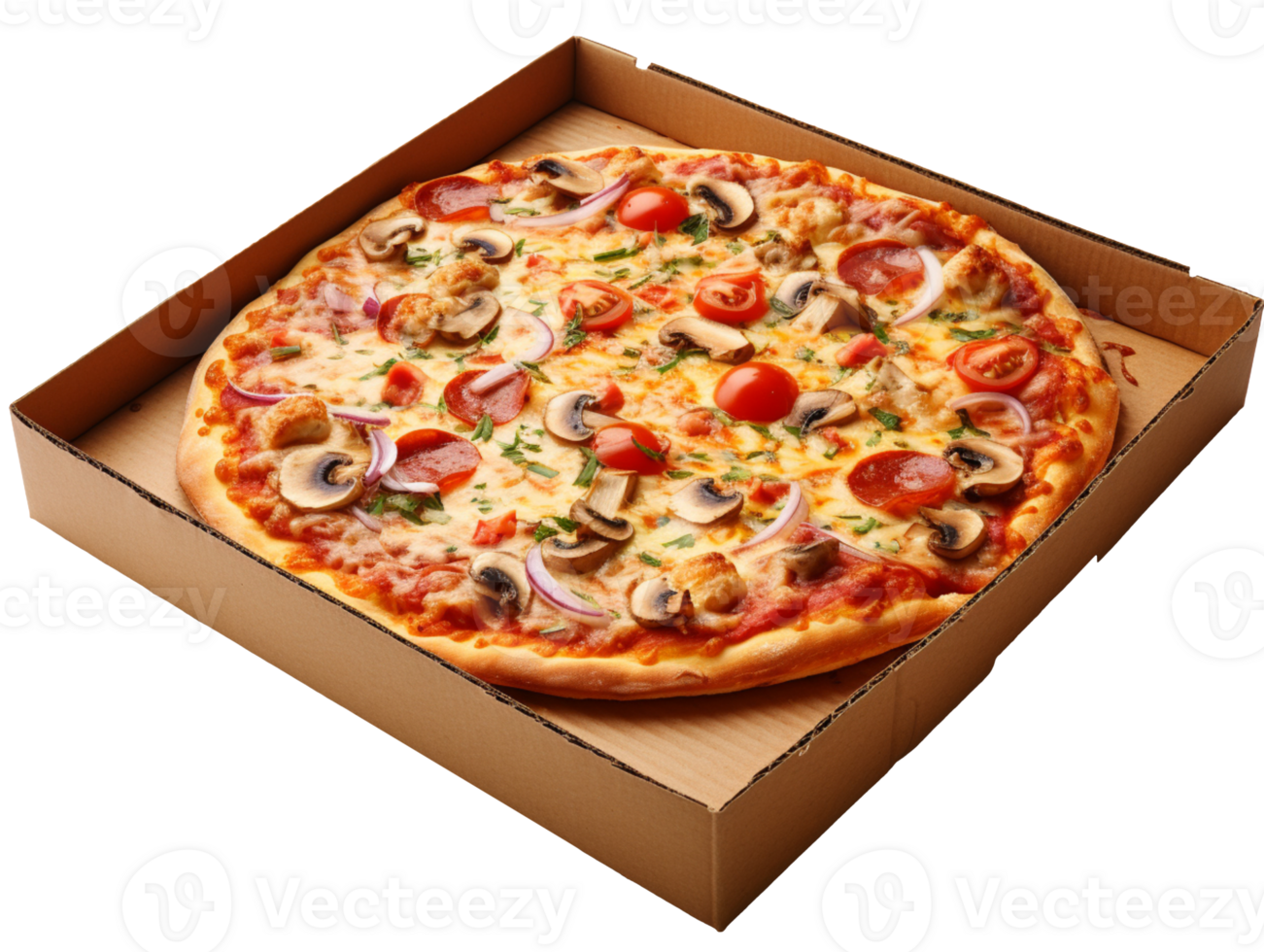 pizza in a box isolated on transparent background png