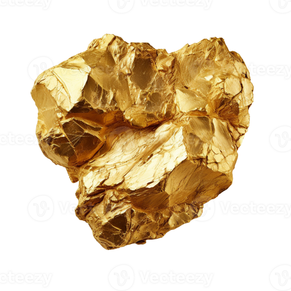 Gold nugget grains isolated on transparent background png
