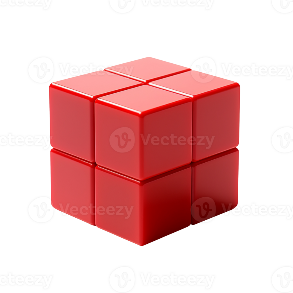 Red toy block for kids isolated on transparent background png