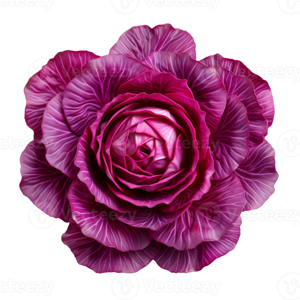 Red cabbage top view isolated on transparent background png