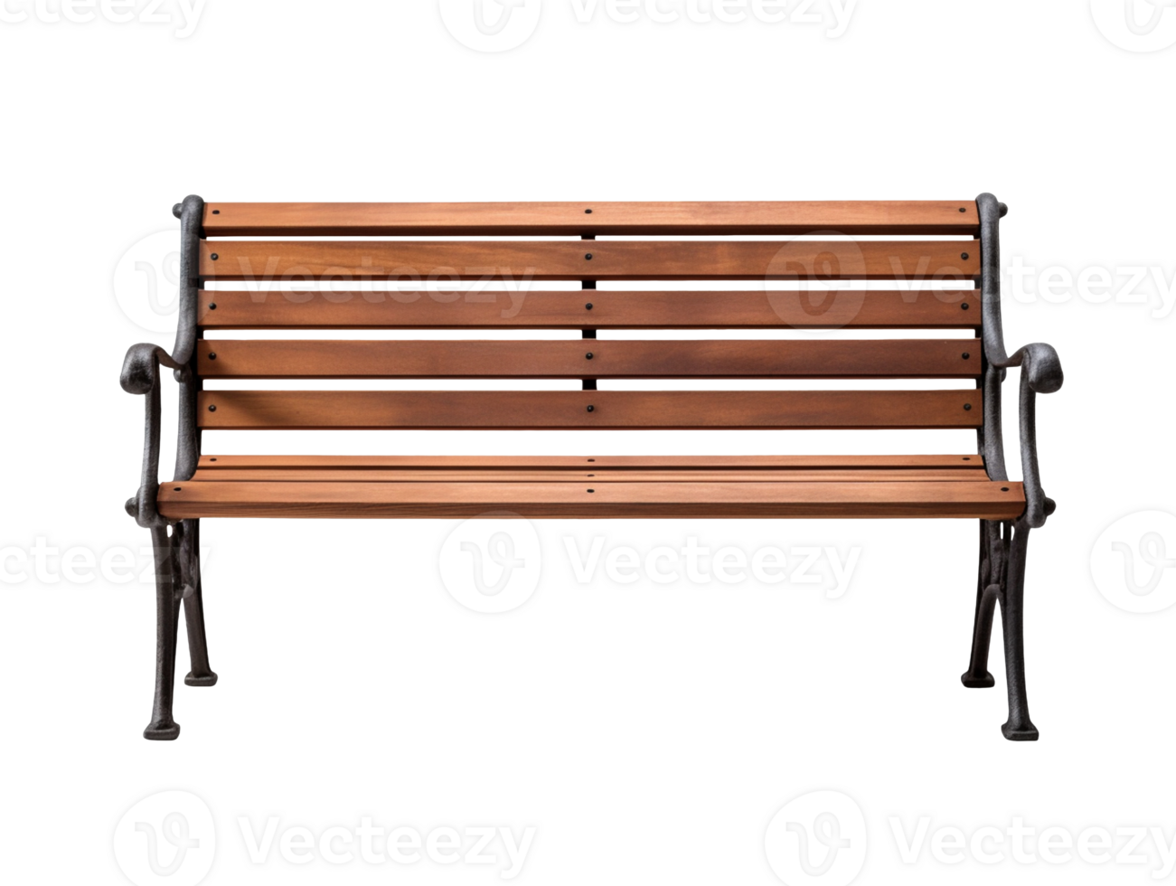wooden park bench isolated on transparent background png