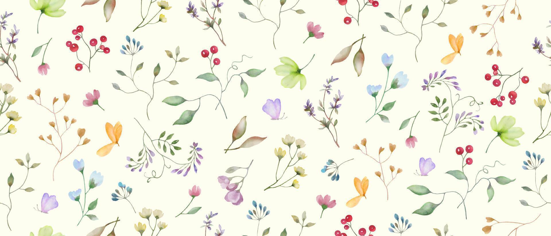 Seamless watercolor floral pattern. Hand drawn illustration isolated on pastel background. vector