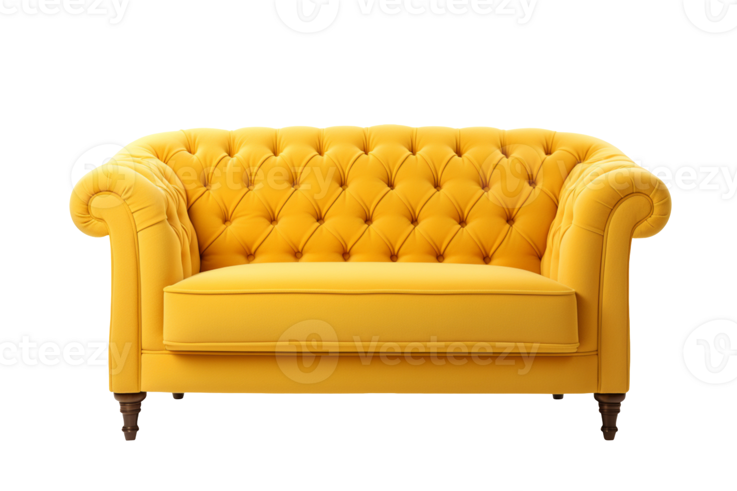 yellow loveseat sofa isolated on transparent background png